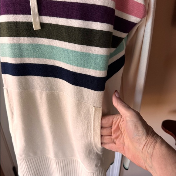 Talbots Cream Cowl Neck Sweater with Colorful Stripes NWT - Picture 3 of 12
